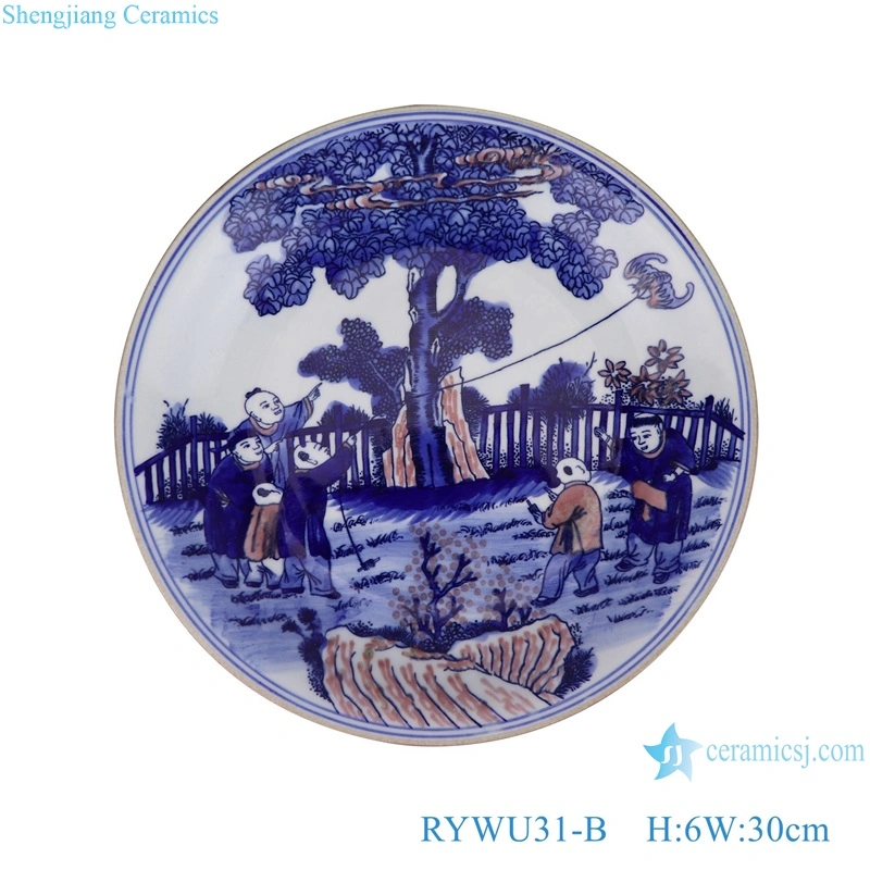 Jingdezhen Porcelain Underglazed Red Landscape, Dragon, Different Flower and Bird Pattern Ceramic Decorative Plate