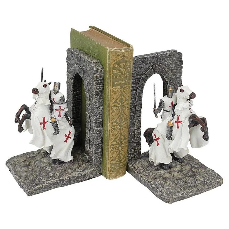 Resin Craft Personalized Knights Sculptural Bookends Home Office Decor