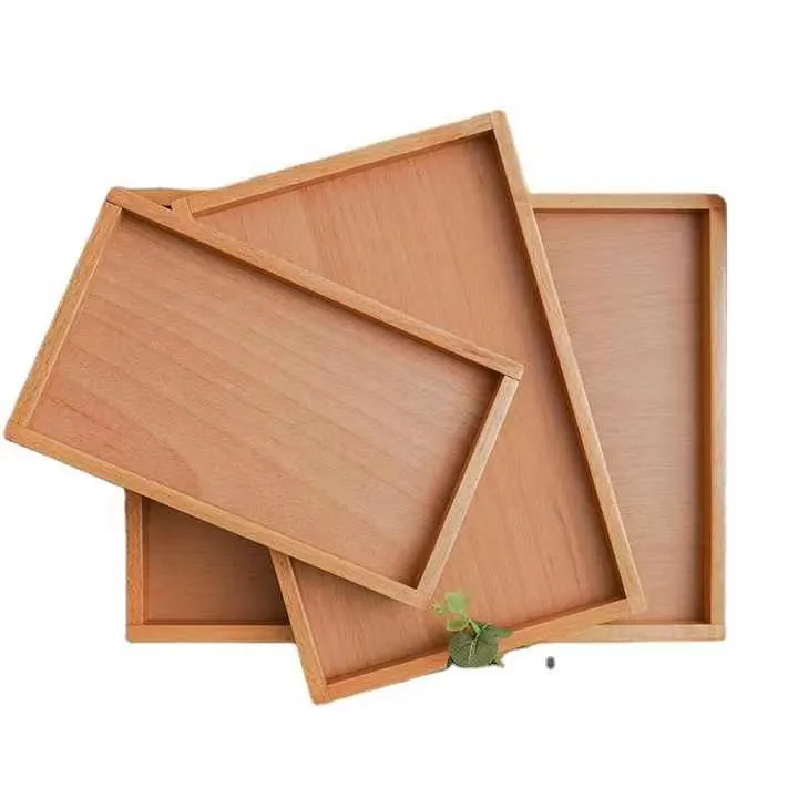 New Beech Wood Flat Plate Japanese-Style Log Tray